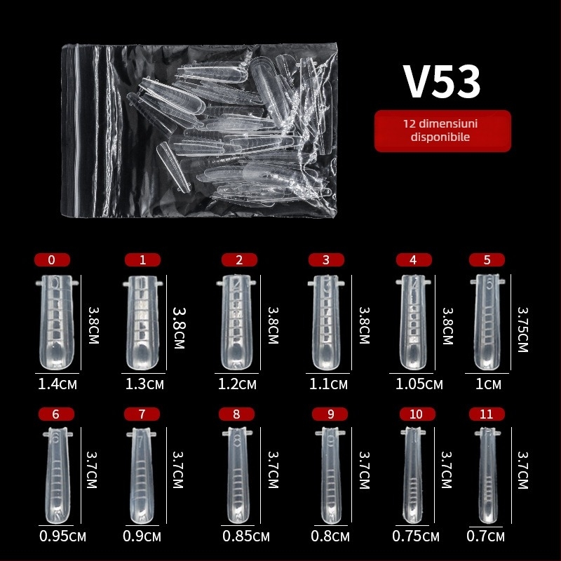 GNDG Matriță de extensie pentru unghii, din plastic, serie de matrițe pentru tavă de hârtie, model cu picături de apă, 48–60 buc