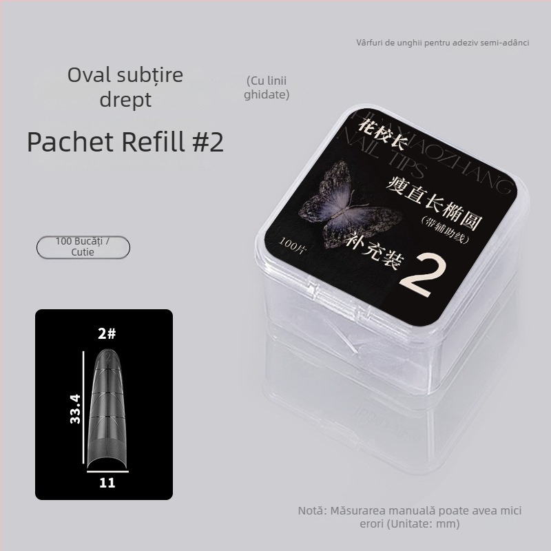 Unghii artificiale autoadezive, ultra-subțiri, formă ovală lungă, cu linie ghid, aplicare parțială, finisaj impecabil (Brand: Principal Hua; Origine: Guangdong; Categorie: bijuterii pentru unghii; Public țintă: Populația generală)