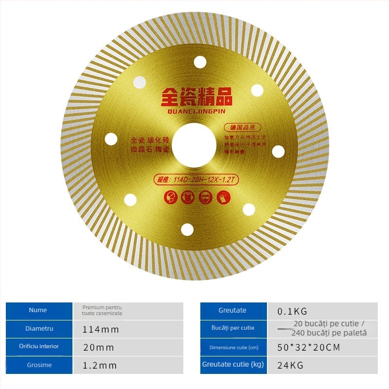 Disc diamant pentru ceramică și plăci, model 114/105, Swimming Forest brand, pentru procesarea pietrei.