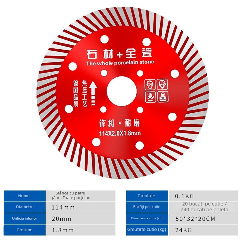 Disc diamant pentru ceramică și plăci, model 114/105, Swimming Forest brand, pentru procesarea pietrei.