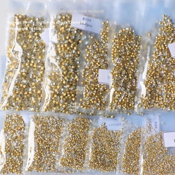 Cristale pentru unghii – Servant A, seria Princess, cristale din sticlă și rhinestones, modele picături de apă și stele, stil lux ușor