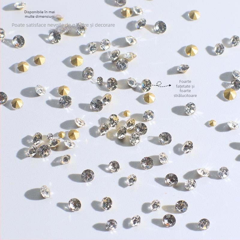 Cristale pentru unghii – Servant A, seria Princess, cristale din sticlă și rhinestones, modele picături de apă și stele, stil lux ușor