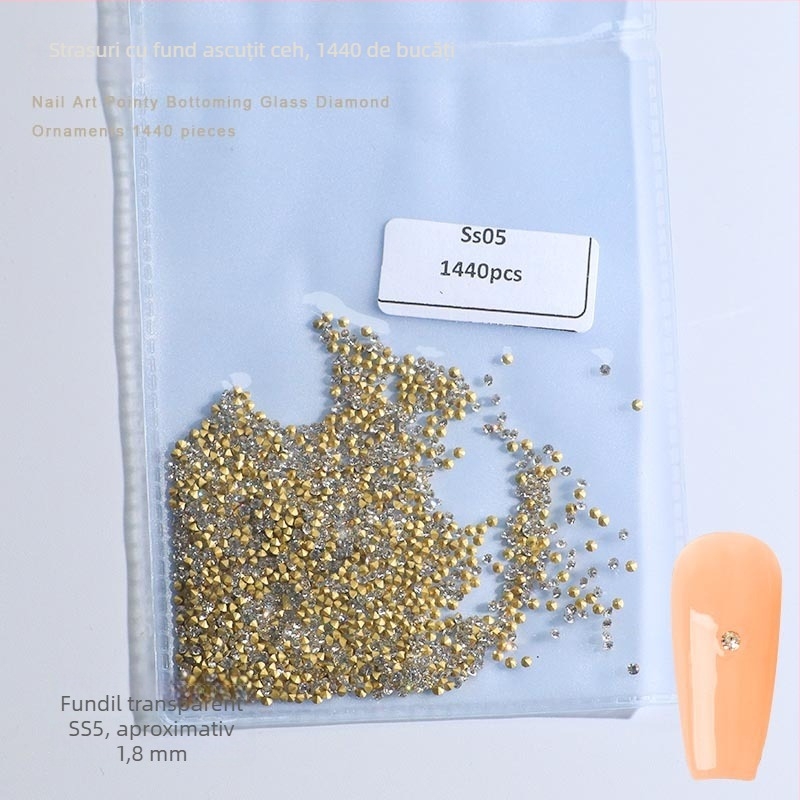 Cristale pentru unghii – Servant A, seria Princess, cristale din sticlă și rhinestones, modele picături de apă și stele, stil lux ușor