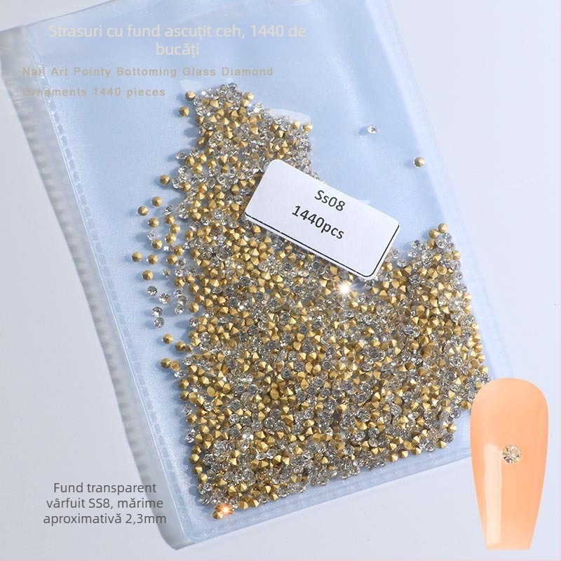 Cristale pentru unghii – Servant A, seria Princess, cristale din sticlă și rhinestones, modele picături de apă și stele, stil lux ușor