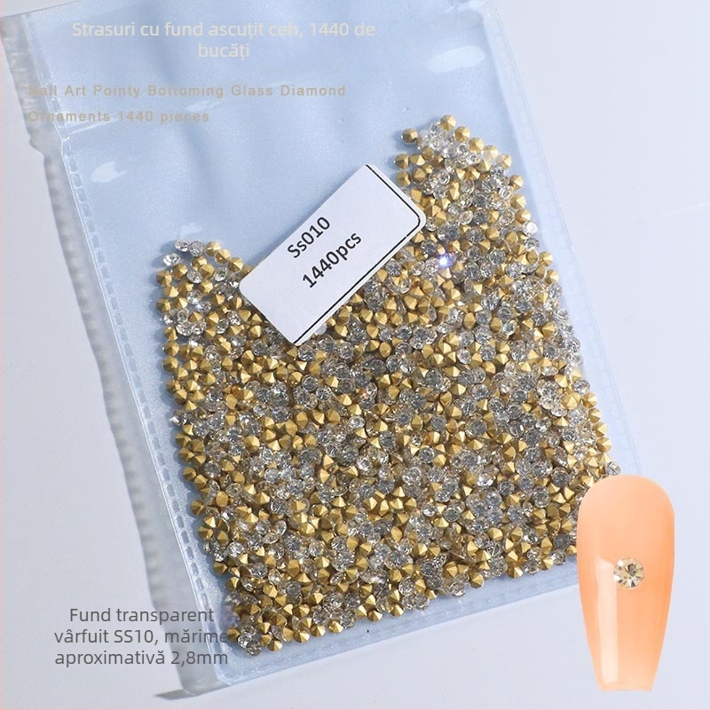 Cristale pentru unghii – Servant A, seria Princess, cristale din sticlă și rhinestones, modele picături de apă și stele, stil lux ușor