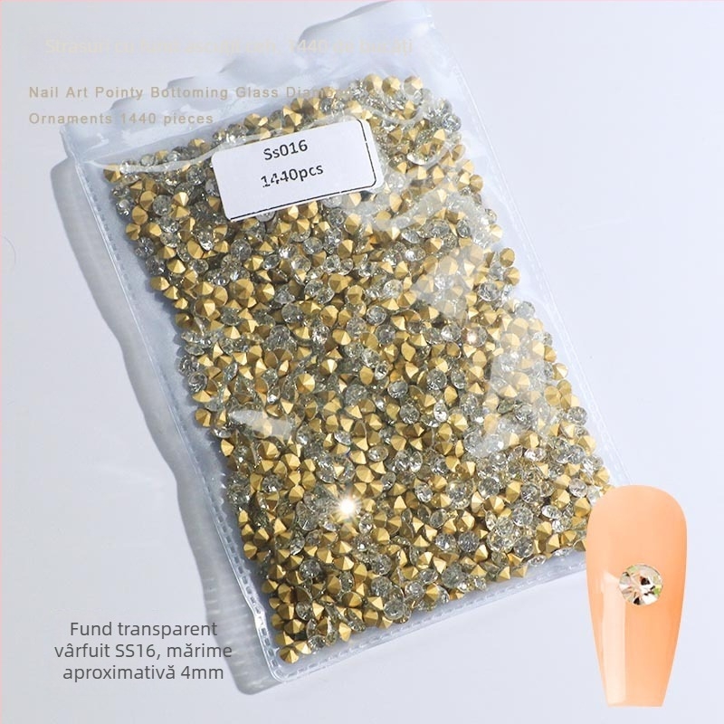 Cristale pentru unghii – Servant A, seria Princess, cristale din sticlă și rhinestones, modele picături de apă și stele, stil lux ușor