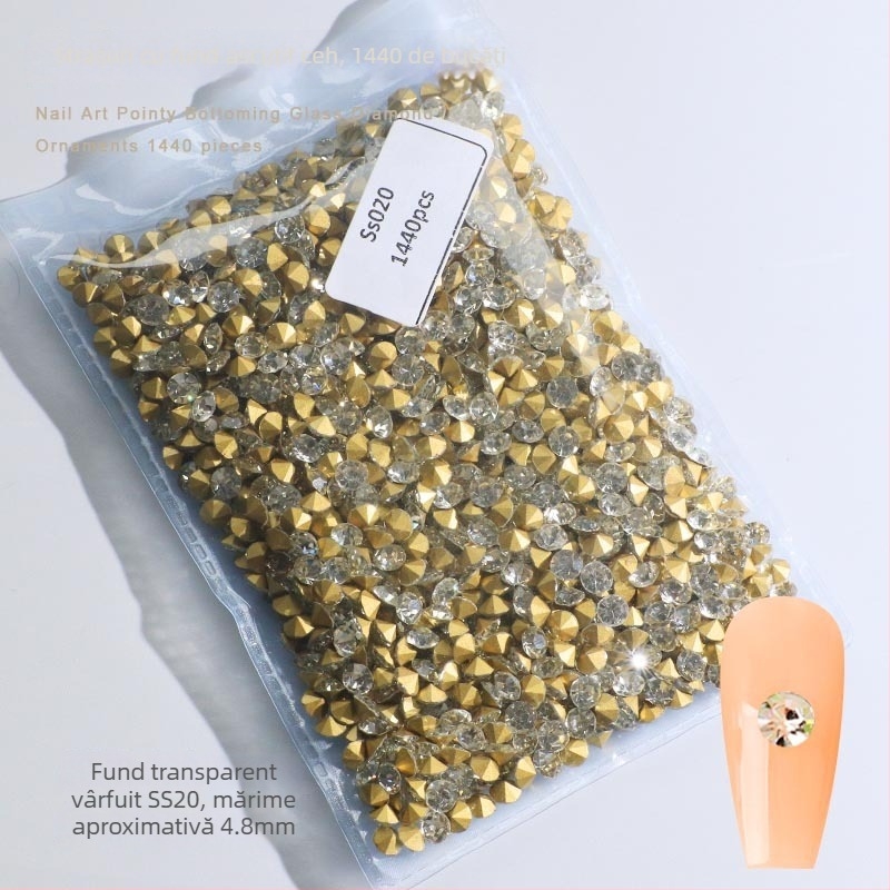 Cristale pentru unghii – Servant A, seria Princess, cristale din sticlă și rhinestones, modele picături de apă și stele, stil lux ușor