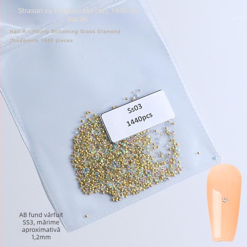 Cristale pentru unghii – Servant A, seria Princess, cristale din sticlă și rhinestones, modele picături de apă și stele, stil lux ușor