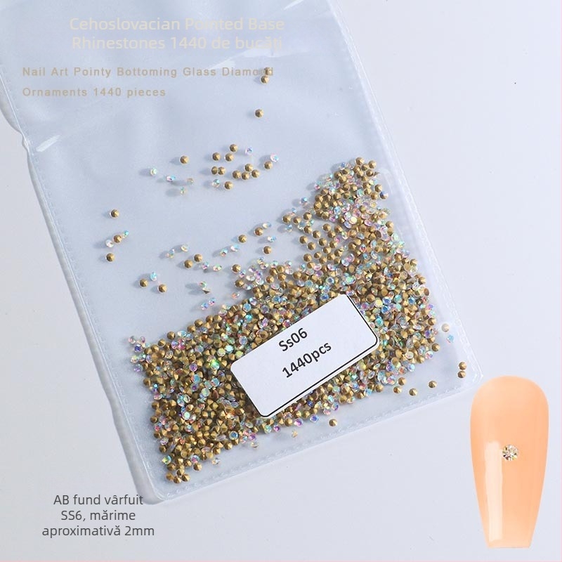 Cristale pentru unghii – Servant A, seria Princess, cristale din sticlă și rhinestones, modele picături de apă și stele, stil lux ușor