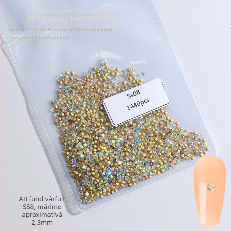 Cristale pentru unghii – Servant A, seria Princess, cristale din sticlă și rhinestones, modele picături de apă și stele, stil lux ușor