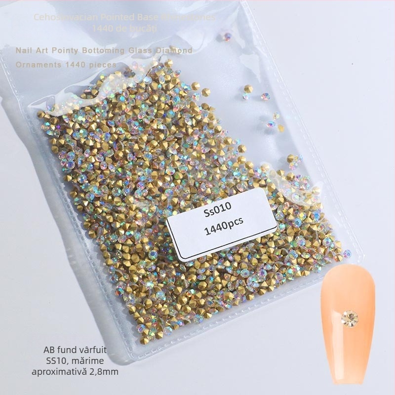 Cristale pentru unghii – Servant A, seria Princess, cristale din sticlă și rhinestones, modele picături de apă și stele, stil lux ușor