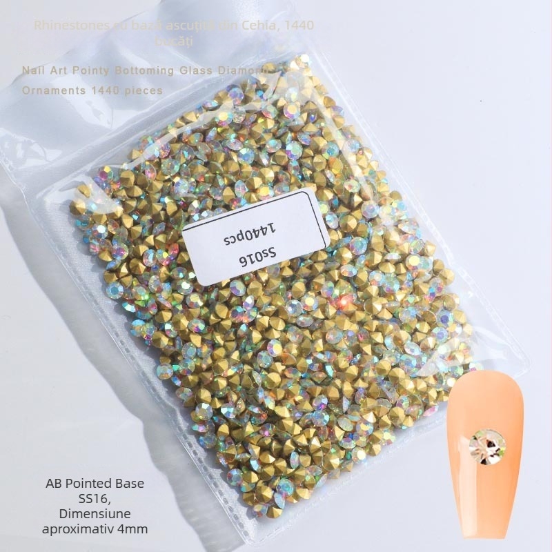 Cristale pentru unghii – Servant A, seria Princess, cristale din sticlă și rhinestones, modele picături de apă și stele, stil lux ușor