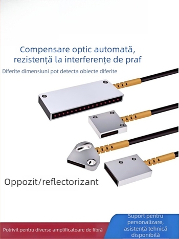 Senzor optic pe fibră Through-beam, matrice, amplificator pentru detecție în zonă, reflexie difuză