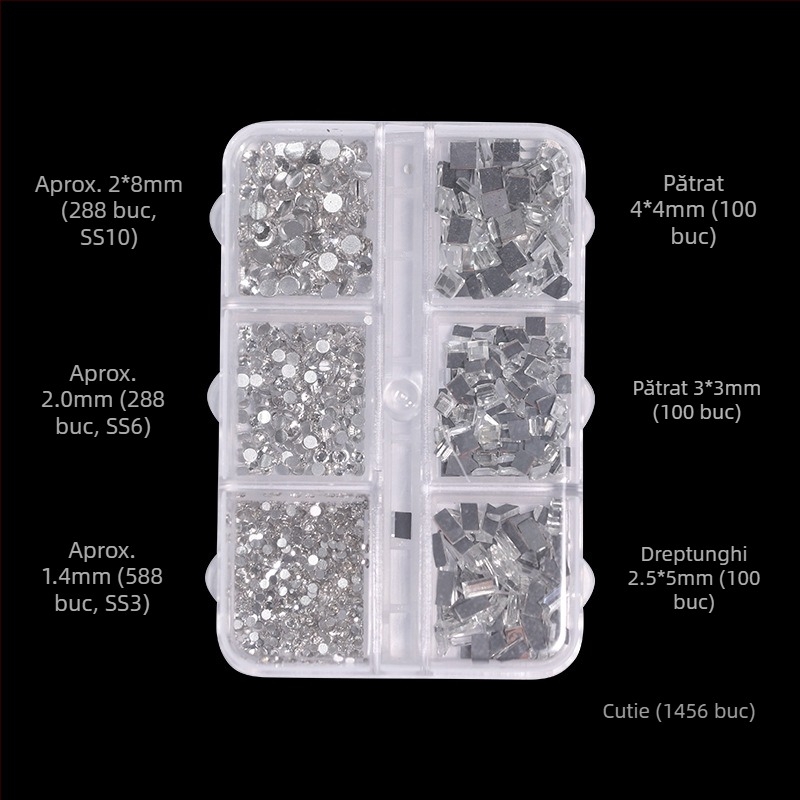 Cristale pentru unghii Poshman, Princess Series, Flat Bottom Drill, Bow & Butterfly Pattern, Stil dulce