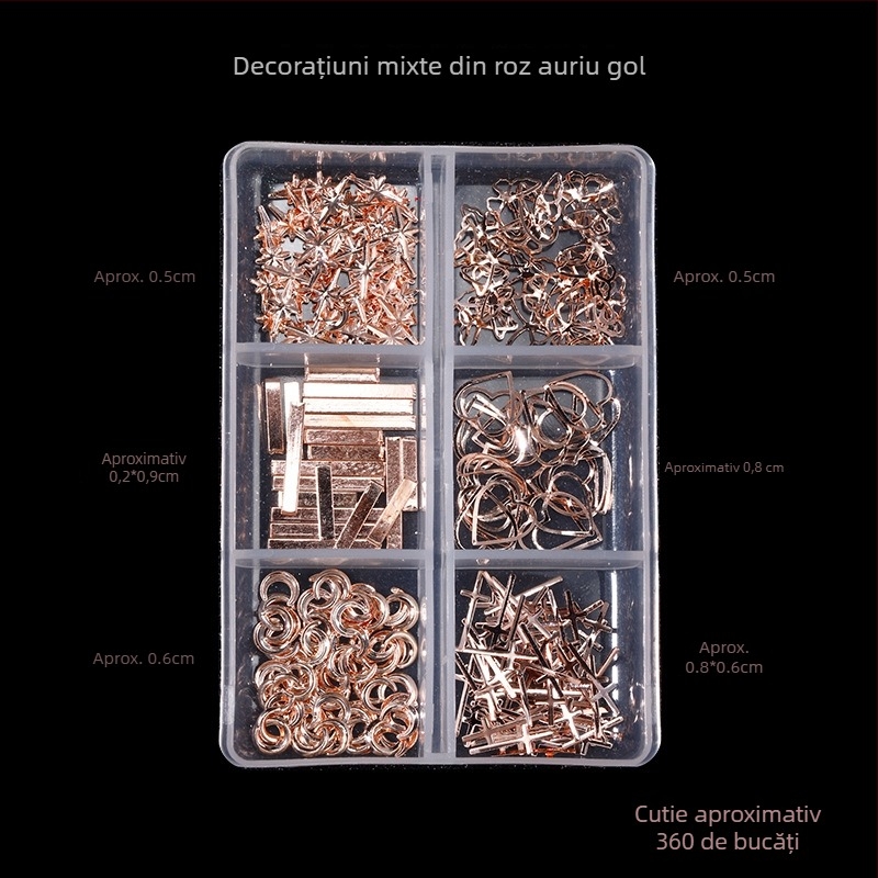 Cristale pentru unghii Poshman, Princess Series, Flat Bottom Drill, Bow & Butterfly Pattern, Stil dulce