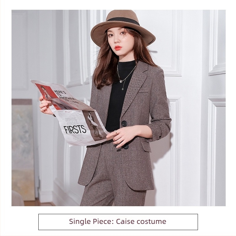 Costum femei din lână amestec, set pantaloni, mâneci lungi, model solid, primăvara 2025