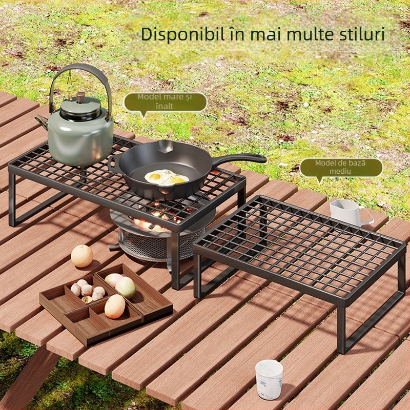 Suport exterior pentru sobă de camping — suport portabil cu plasă extinsă pentru oale (Brand: Mugg, Material: Fier artistic, Formă: Dreptunghi, Funcție: Multifuncțional, Categorie: Grătar, plasă)
