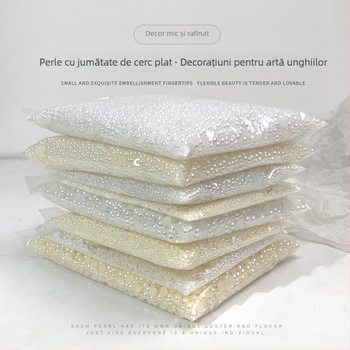 Rose forest accesorii pentru unghii cu perle — perle semi-rotunde cu bază plată, Materiale: plastic, perlă, rășină, Model: Flori, Iubire, Picătură de apă