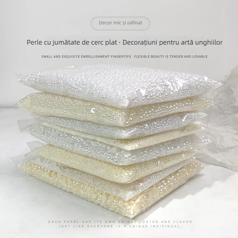 Rose forest accesorii pentru unghii cu perle — perle semi-rotunde cu bază plată, Materiale: plastic, perlă, rășină, Model: Flori, Iubire, Picătură de apă