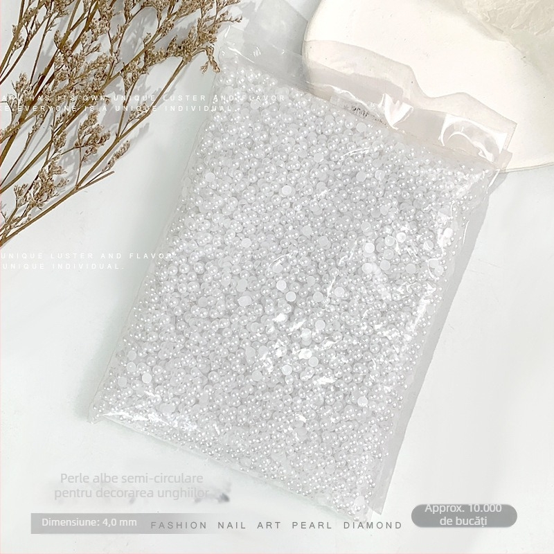 Rose forest accesorii pentru unghii cu perle — perle semi-rotunde cu bază plată, Materiale: plastic, perlă, rășină, Model: Flori, Iubire, Picătură de apă