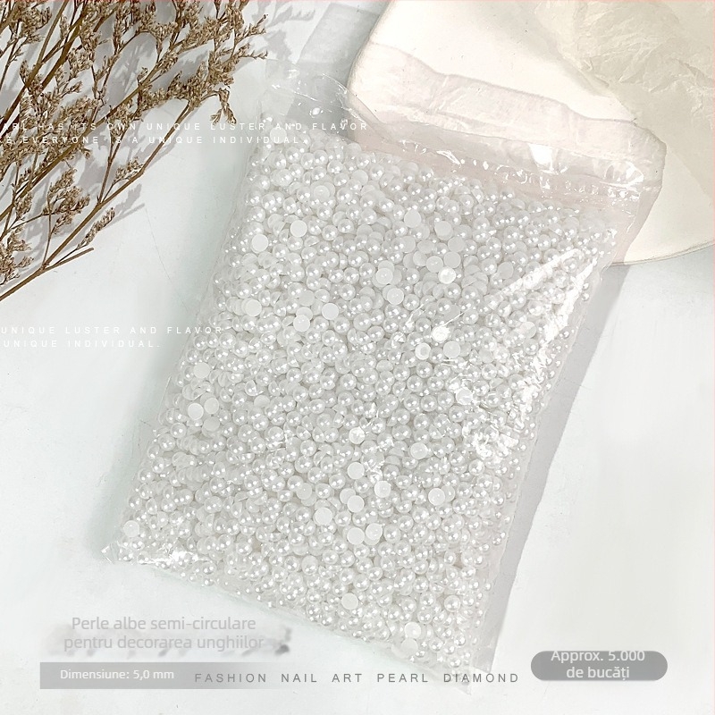 Rose forest accesorii pentru unghii cu perle — perle semi-rotunde cu bază plată, Materiale: plastic, perlă, rășină, Model: Flori, Iubire, Picătură de apă