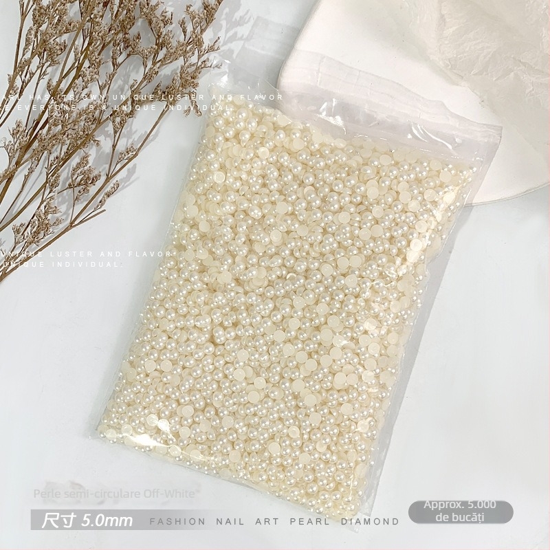 Rose forest accesorii pentru unghii cu perle — perle semi-rotunde cu bază plată, Materiale: plastic, perlă, rășină, Model: Flori, Iubire, Picătură de apă