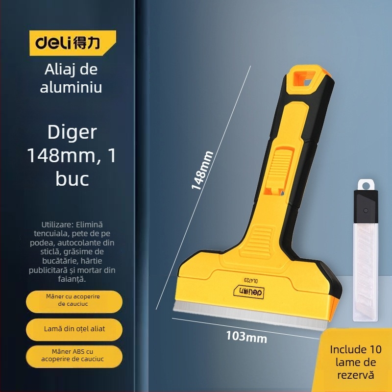 Lamă de raclat pentru sticlă cu margine extinsă pentru finisarea rosturilor și îndepărtarea adezivului; model: contactați serviciul pentru clienți; marcă: Altele