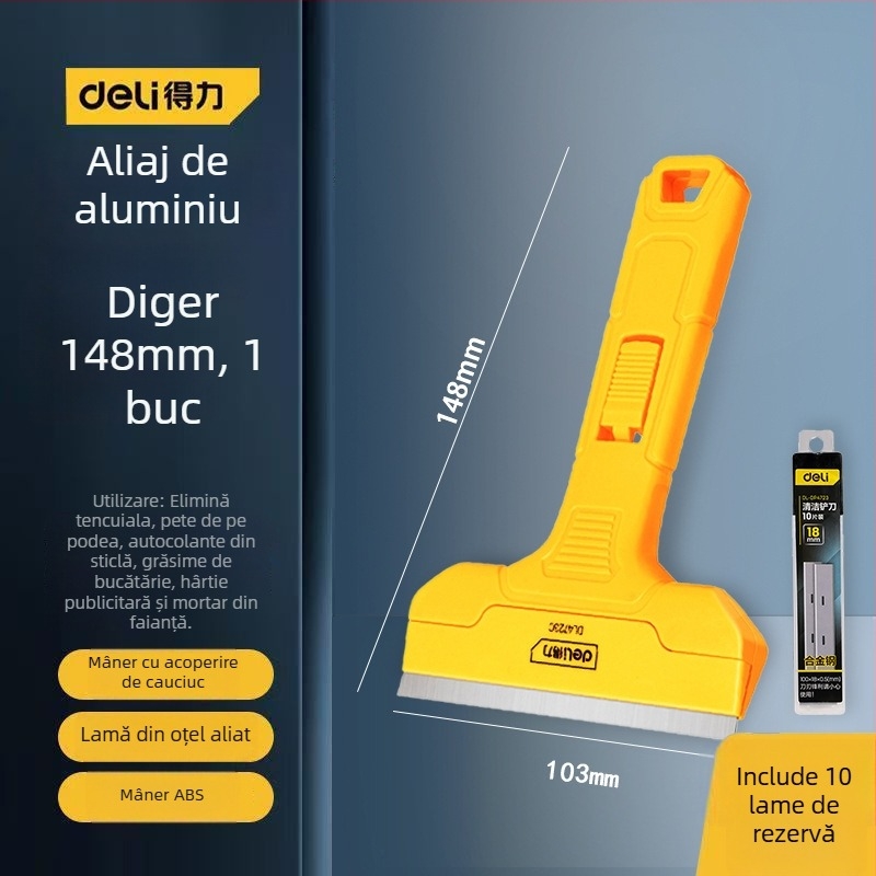 Lamă de raclat pentru sticlă cu margine extinsă pentru finisarea rosturilor și îndepărtarea adezivului; model: contactați serviciul pentru clienți; marcă: Altele