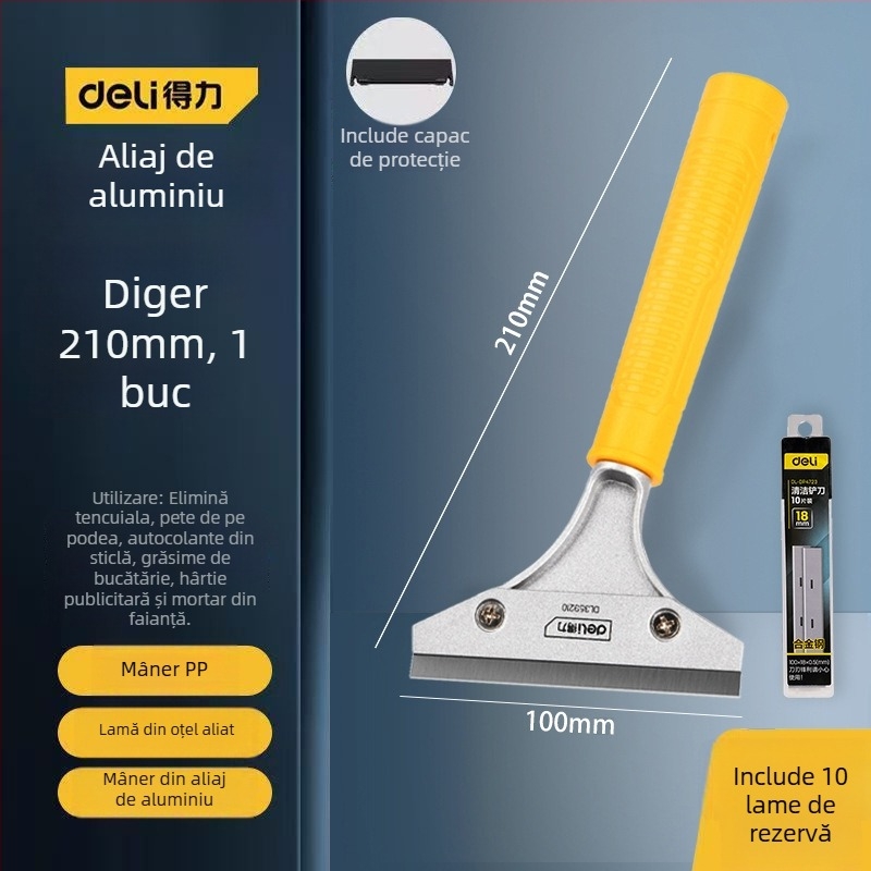 Lamă de raclat pentru sticlă cu margine extinsă pentru finisarea rosturilor și îndepărtarea adezivului; model: contactați serviciul pentru clienți; marcă: Altele