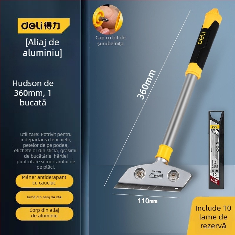 Lamă de raclat pentru sticlă cu margine extinsă pentru finisarea rosturilor și îndepărtarea adezivului; model: contactați serviciul pentru clienți; marcă: Altele