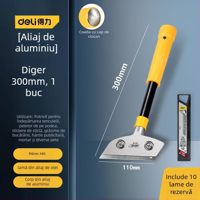 Lamă de raclat pentru sticlă cu margine extinsă pentru finisarea rosturilor și îndepărtarea adezivului; model: contactați serviciul pentru clienți; marcă: Altele