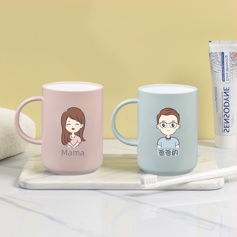 Set de cești pentru periuția de dinți și clătire a gurii, familie (părinte și copil), 3–5 membri, din plastic