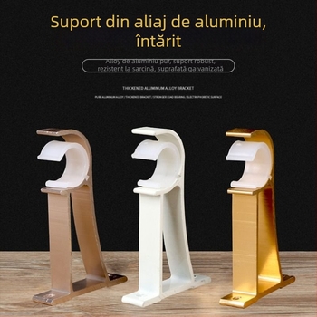 Suport pentru bara de perdea, din aliaj de aluminiu, stil roman, montat pe perete, cu două bare