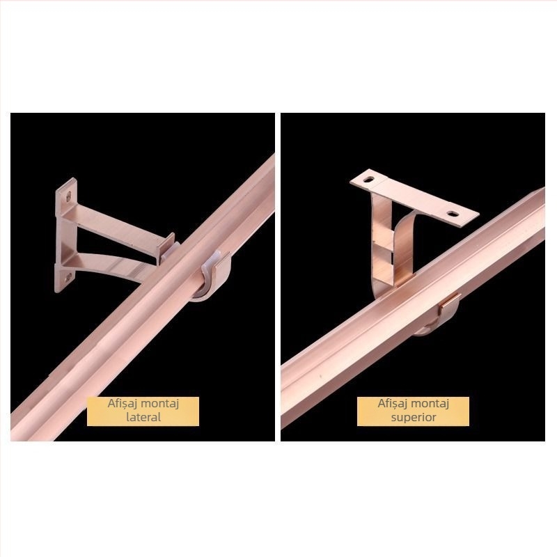 Suport pentru bara de perdea, din aliaj de aluminiu, stil roman, montat pe perete, cu două bare
