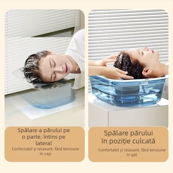 Vas de spălat păr acasă, în poziție orizontală, din plastic, pentru vârstnici, gravide și pacienți în îngrijire la pat (Material: Plastic; Marcă: Altă; Specificație: 1)