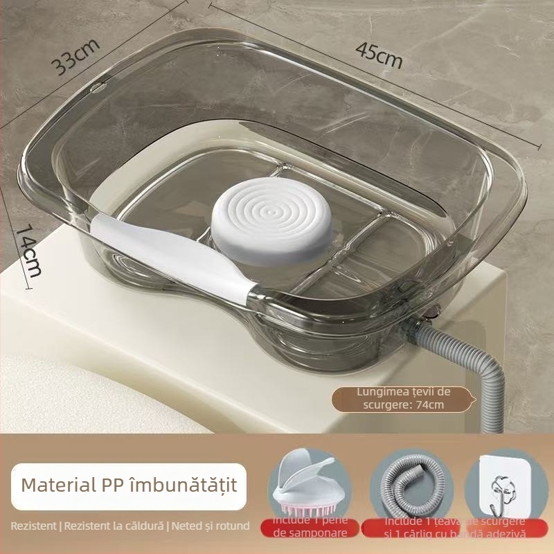 Vas de spălat păr acasă, în poziție orizontală, din plastic, pentru vârstnici, gravide și pacienți în îngrijire la pat (Material: Plastic; Marcă: Altă; Specificație: 1)