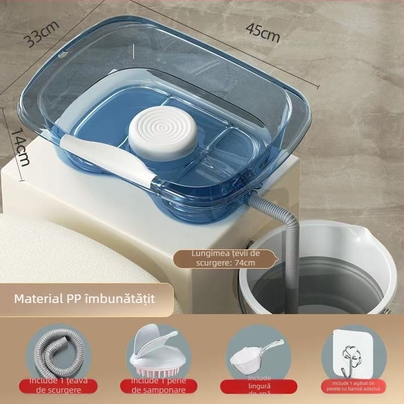 Vas de spălat păr acasă, în poziție orizontală, din plastic, pentru vârstnici, gravide și pacienți în îngrijire la pat (Material: Plastic; Marcă: Altă; Specificație: 1)