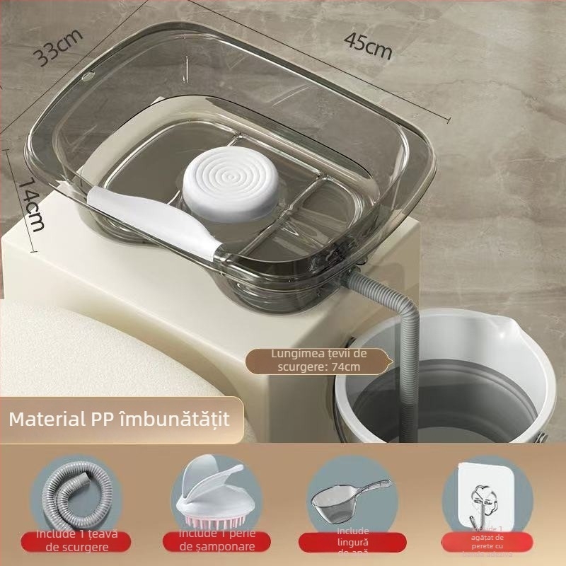 Vas de spălat păr acasă, în poziție orizontală, din plastic, pentru vârstnici, gravide și pacienți în îngrijire la pat (Material: Plastic; Marcă: Altă; Specificație: 1)