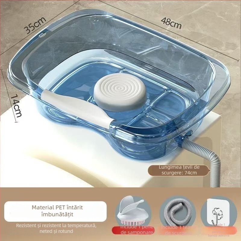 Vas de spălat păr acasă, în poziție orizontală, din plastic, pentru vârstnici, gravide și pacienți în îngrijire la pat (Material: Plastic; Marcă: Altă; Specificație: 1)