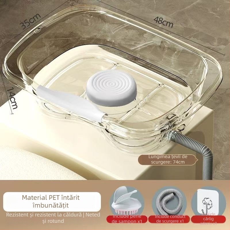 Vas de spălat păr acasă, în poziție orizontală, din plastic, pentru vârstnici, gravide și pacienți în îngrijire la pat (Material: Plastic; Marcă: Altă; Specificație: 1)