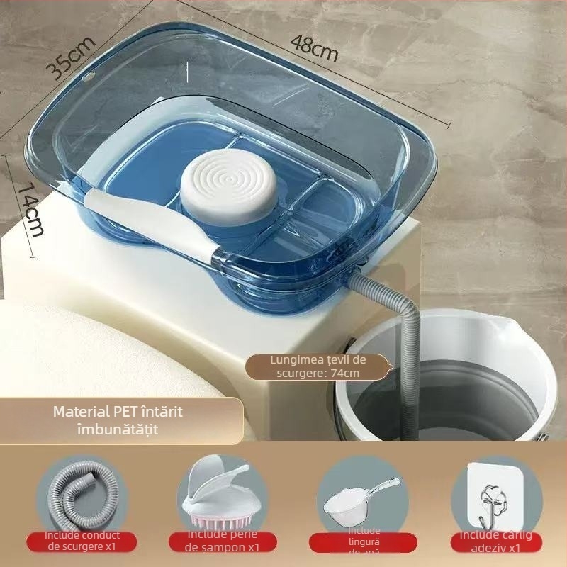 Vas de spălat păr acasă, în poziție orizontală, din plastic, pentru vârstnici, gravide și pacienți în îngrijire la pat (Material: Plastic; Marcă: Altă; Specificație: 1)