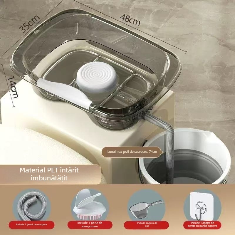 Vas de spălat păr acasă, în poziție orizontală, din plastic, pentru vârstnici, gravide și pacienți în îngrijire la pat (Material: Plastic; Marcă: Altă; Specificație: 1)