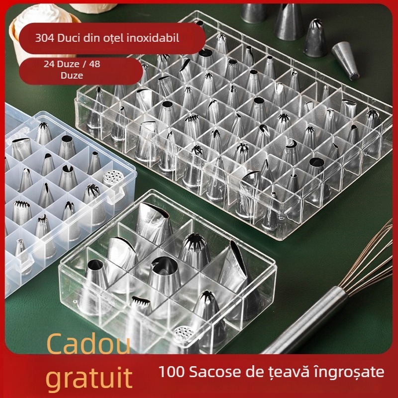 Set de decorare din silicon cu duze, pungă de decorare și forme pentru fursecuri, stil modern minimalist, lansat în 2023