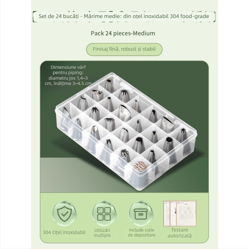 Set de decorare din silicon cu duze, pungă de decorare și forme pentru fursecuri, stil modern minimalist, lansat în 2023