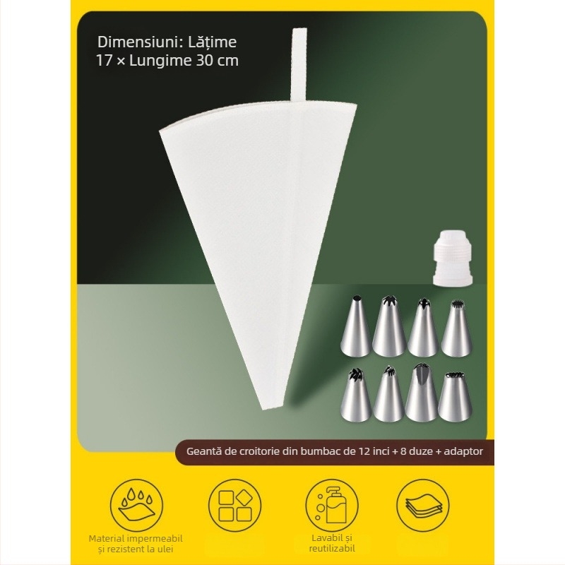 Set de decorare din silicon cu duze, pungă de decorare și forme pentru fursecuri, stil modern minimalist, lansat în 2023