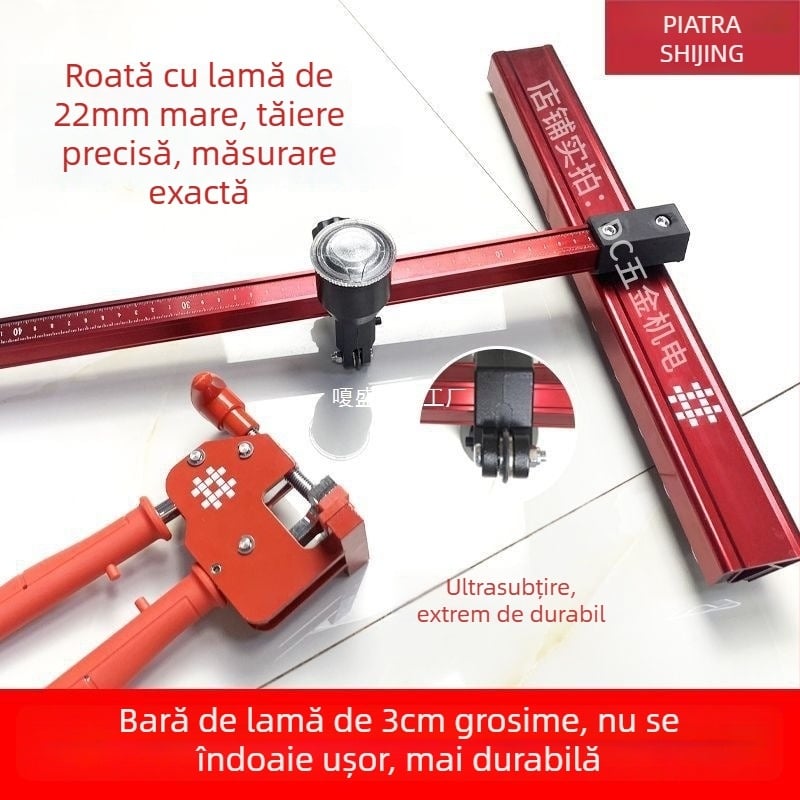 Tile Pusher: Tip T – împingător cu șină pentru plăci – ușor, multifuncțional