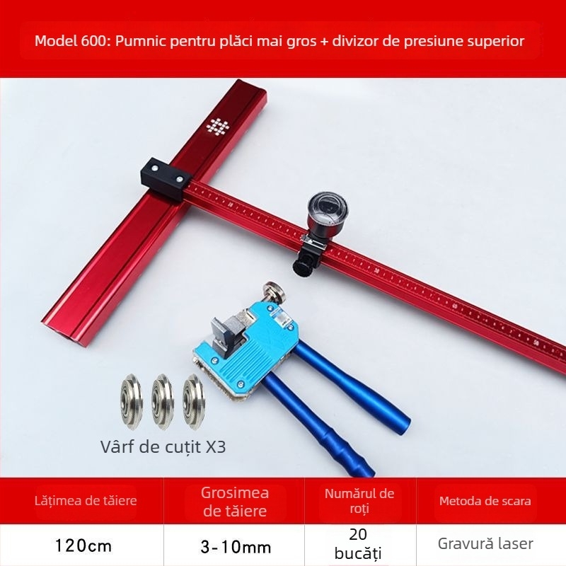 Tile Pusher: Tip T – împingător cu șină pentru plăci – ușor, multifuncțional