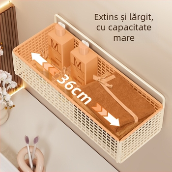 Cos de depozitare pentru baie montat pe perete, instalare fără găuri, stil simplu, model 2350959837942220544