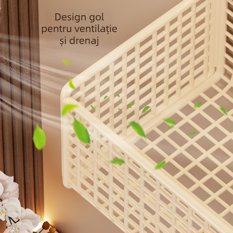 Cos de depozitare pentru baie montat pe perete, instalare fără găuri, stil simplu, model 2350959837942220544