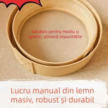 Separaor de făină din lemn, manual, cu coș rotund – stil casă de țară
